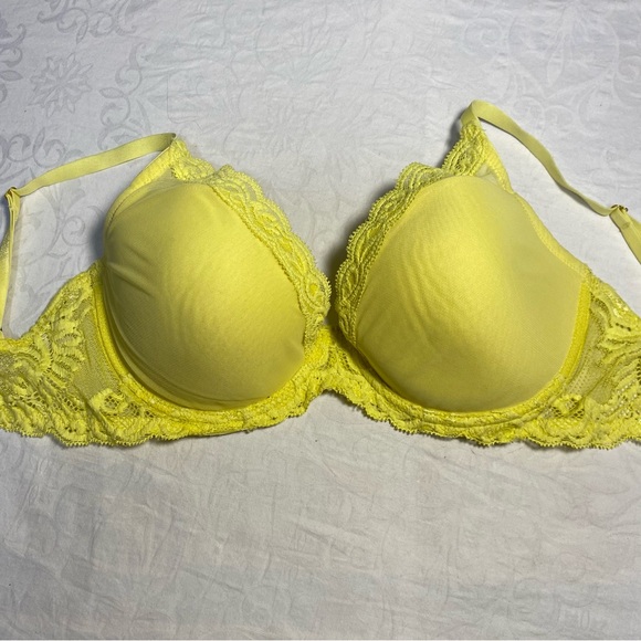 Natori 32DDD Feathers Plunge T-Shirt Bra Bright Yellow Like New Underwire Mesh - Picture 10 of 10